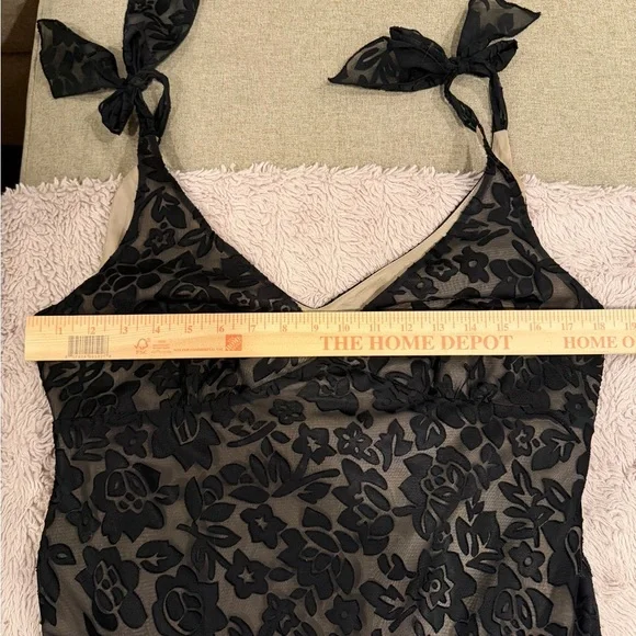 Evan Picone Black Floral Lace Chemise Dress - Picture 7 of 8